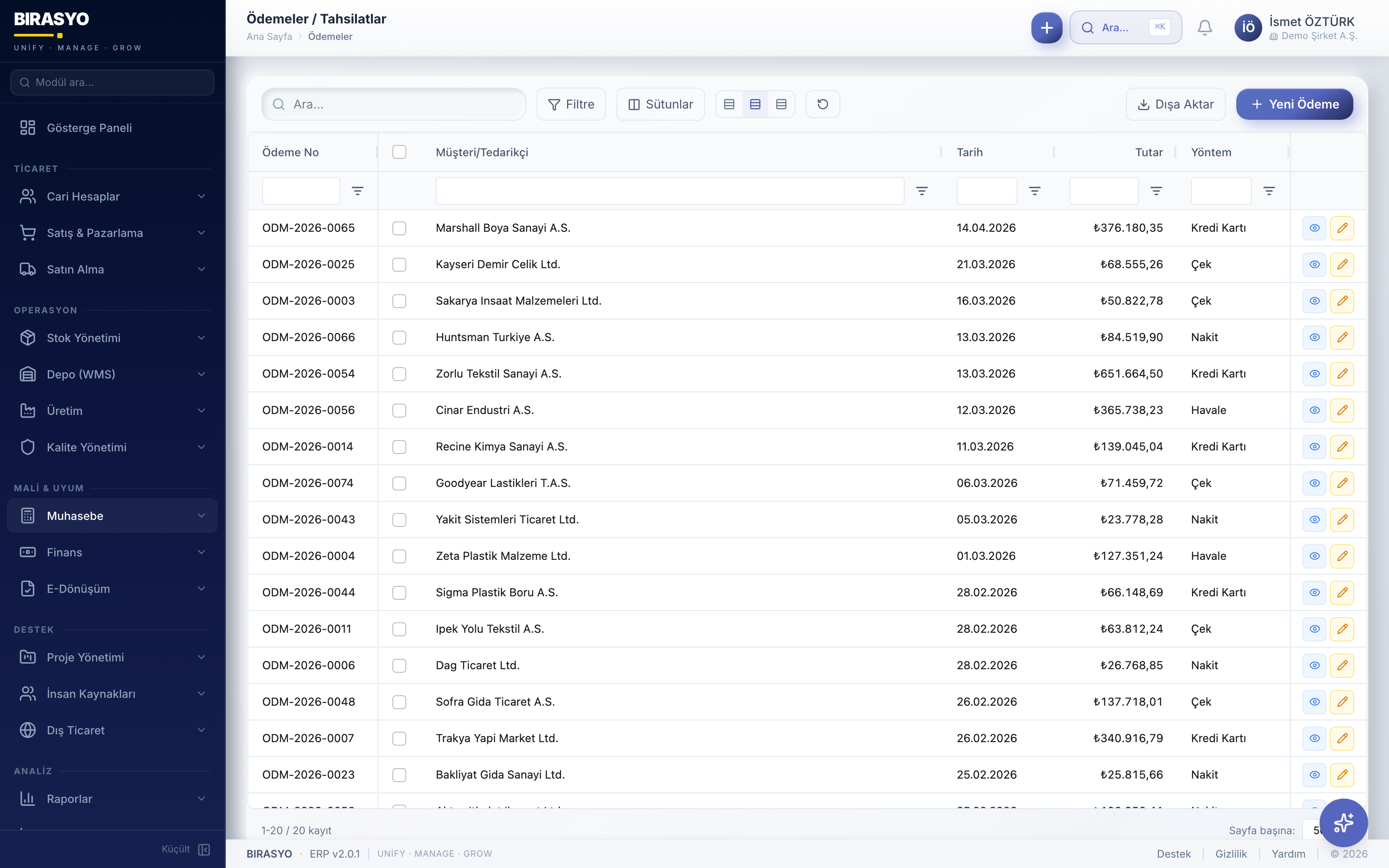 Tahsilat & Ödemeler